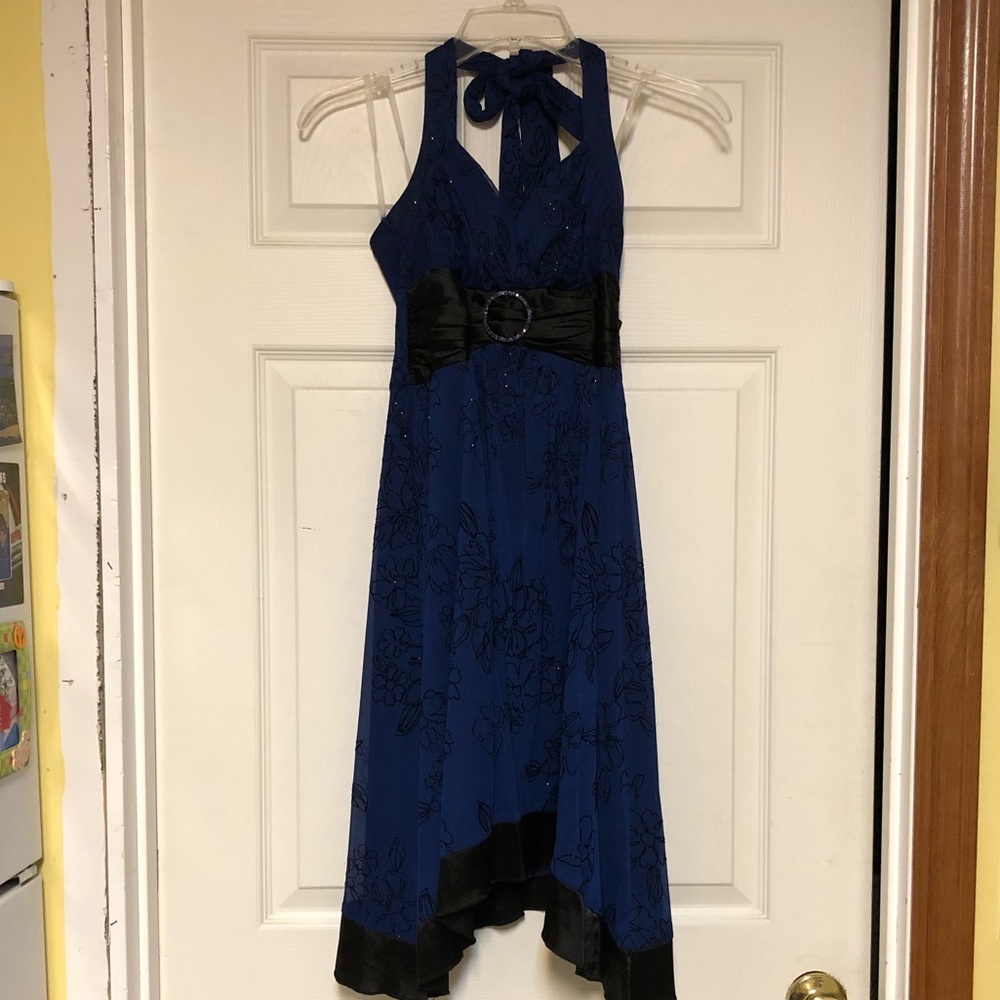 Navy blue halter top dress